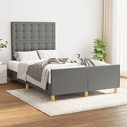 Maison Chic Lit adulte - Cadre Structure de lit avec tête de lit Contemporain Gris foncé 120x200 cm Tissu -MN43114