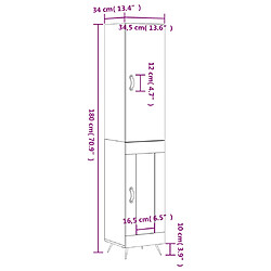 vidaXL Buffet haut Chêne fumé 34,5x34x180 cm Bois d'ingénierie pas cher