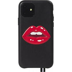 ARTEFAKT Coque pour iPhone 11 en Cuir Bastille avec Motif Bouche en relief Noir