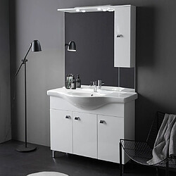 Kiamami Valentina MEUBLE DE SALLE DE BAINS SUR PIED AVEC LAVABO, 105 CM, BLANC BRILLANT | SMERALDO