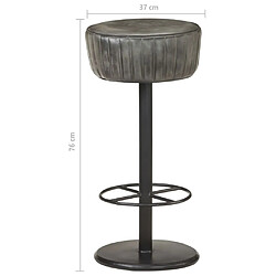 Acheter vidaXL Tabouret de bar Gris Cuir véritable