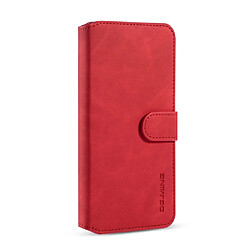 Dg.Ming Etui en PU + TPU style rétro avec support rouge pour votre Xiaomi Mi Note 10/Note 10 Pro