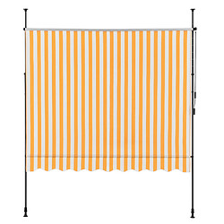 Store Banne Manuel Rétractable pour Terrasse Marquise Soleil de Balcon Auvent Téléscopique Hauteur et Inclinaison Réglable Sans Perçage Acier Polyester 200 x 120 x 200-300 cm Jaune Blanc [pro.tec] pas cher