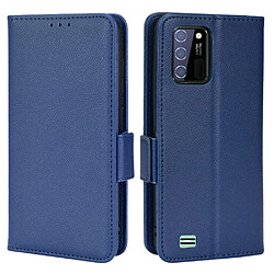 Etui en PU texture litchi avec support, bleu foncé pour votre Oukitel C25