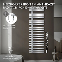 LuxeBath Radiateur de salle de bain en acier chrome 50x160 cm avec élément chauffant 900W