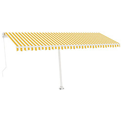 vidaXL Auvent manuel rétractable avec LED 500x300 cm Jaune et blanc