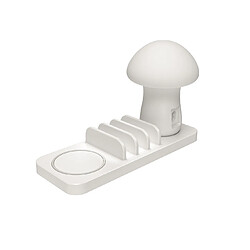 YP Select Support de charge sans fil pour lampe champignon avec plusieurs prises USB - Blanc AU