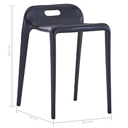 vidaXL Tabourets empilables lot de 4 noir plastique pas cher