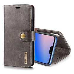 Wewoo Housse Étui gris pour Huawei P20 Lite, avec titulaire et fentes Crazy Horse Texture Flip détachable en cuir magnétique cartes porte-monnaie