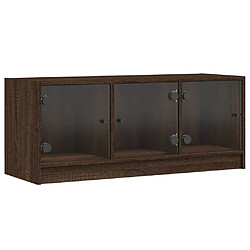 vidaXL Meuble TV avec portes en verre chêne marron 102x37x42 cm