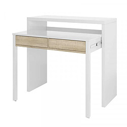 Acheter Dansmamaison Console bureau extensible Blanc/Chêne clair - NIAL