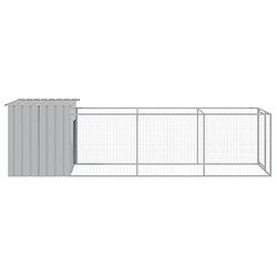 Acheter Niche pour chien avec cour,Abri Maisonnette pour chien gris clair 110x405x110 cm -MN23141