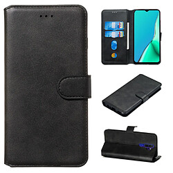 Etui en PU flip de couleur unie noir pour votre Oppo A9 (2020)/A5 (2020)