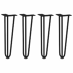 vidaXL Pieds de table en forme d'épingle à cheveux 4 pcs noir 42 cm