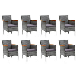 Avis Maison Chic Ensemble à manger d'extérieur 9 pcs avec coussins,Salon de jardin,Mobilier de jardin Résine tressée Gris -GKD518919