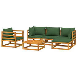 Avis Maison Chic Salon de jardin 6 pcs + coussins - Mobilier/Meubles de jardin - Table et chaises d'extérieur vert bois massif -MN85966