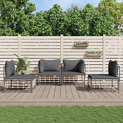 Maison Chic Salon de jardin 4 pcs + coussins - Mobilier/Meubles de jardin - Table et chaises d'extérieur anthracite résine tressée -MN66631