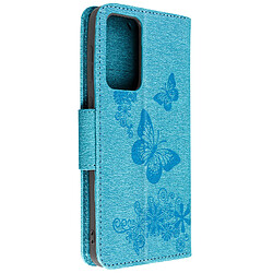 Avizar Étui Motif papillon et fleur Samsung Galaxy A33 Portefeuille Support Vidéo Bleu