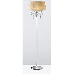 Luminaire Center Lampadaire Olivia avec Abat jour bronze 3 Ampoules chrome poli/cristal