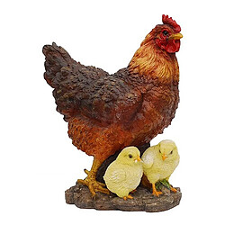 Vivid Arts Poule avec ses poussins en résine 35 cm.