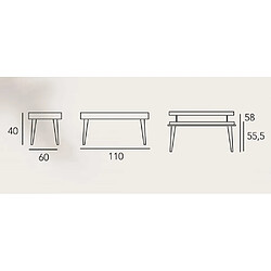 Avis Inside 75 Table basse relevable DEMOS 110 x 60 x 41 cm pieds métal plateau laqué blanc