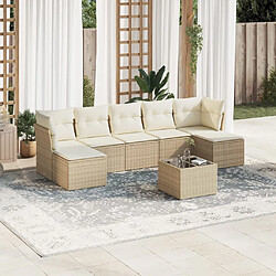 vidaXL Salon de jardin avec coussins 8 pcs beige résine tressée