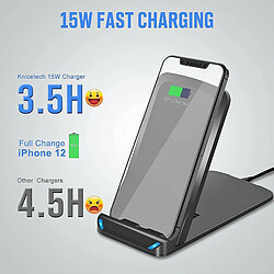 Chrono Support de chargeur sans fil pliable, station de charge sans fil Qi, support de chargeur sans fil 15W pour iPhone 12/11/X/8, station de charge sans fil rapide 15W pour Samsung S10/S9/S8,(noir)