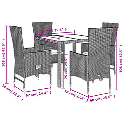 Maison Chic Ensemble à manger d'extérieur 5 pcs avec coussins,Salon de jardin,Mobilier de jardin Beige poly rotin -GKD941913 pas cher