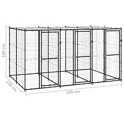 vidaXL Chenil extérieur Acier avec toit 7,26 m² pas cher