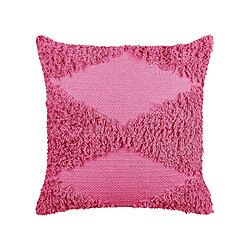 Beliani Coussin RHOEO Coton 45 x 45 cm Géométrique Touffeté Rose