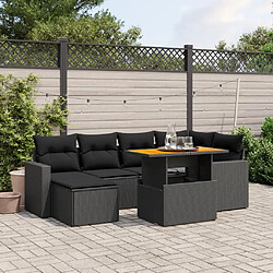 Maison Chic Ensemble Tables et chaises d'extérieur 7pcs avec coussins,Salon de jardin noir résine tressée -GKD437005