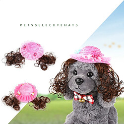 Avis Wewoo Accessoires pour animaux domestiques Chapeau de princesse de soleil perruque en peluche Rose