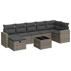 vidaXL Salon de jardin 8 pcs avec coussins gris résine tressée