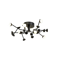 Inspired Plafonnier à 24 ampoules, rond 65,8 cm, LED 72 W, 3 000 K, 4 600 lm, noir, 3 ans de garantie