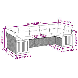 Avis Maison Chic Salon de jardin avec coussins 7 pcs | Ensemble de Table et chaises | Mobilier d'Extérieur gris résine tressée -GKD12154