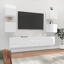 vidaXL Ensemble de meubles TV 6 pcs Blanc brillant Bois d'ingénierie