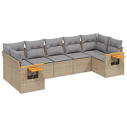 vidaXL Salon de jardin avec coussins 7 pcs beige résine tressée