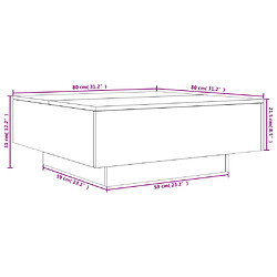 vidaXL Table basse avec lumières LED chêne sonoma 80x80x31 cm pas cher