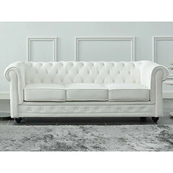 Acheter Vente-Unique Canapé 3 places en cuir de buffle blanc CHESTERFIELD