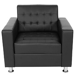 Mendler Fauteuil Kunda, fauteuil de salon / club, pieds métalliques ~ similicuir, noir