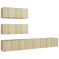 Maison Chic Ensemble de meubles TV 4 pcs | Banc TV Moderne pour salon | Meuble de Rangement - Chêne sonoma Aggloméré -MN75841