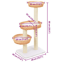 vidaXL Arbre à chat avec griffoir en sisal Naturel Bois de saule pas cher