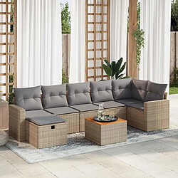 vidaXL Salon de jardin avec coussins 8 pcs beige résine tressée