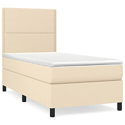 Maison Chic Structures de lit + matelas,Lit à sommier tapissier et matelas pour Chambre Crème 90x190 cm Tissu -MN20562