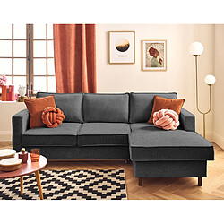 Lisa Design Jake - canapé d'angle droit 4 places convertible avec coffre en tissu velours relief Jake - canapé d'angle droit 4 places convertible avec coffre en tissu velours relief - Gris Anthracite