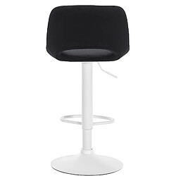 Decoshop26 Tabouret de bar chaise haute x1 avec repose-pieds en velours noir piètement métallique blanc 10_0004610 pas cher