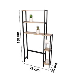 Avis Toilinux Etagère contour de WC Colorado 5 niveaux en MDF et Métal - Beige et Noir