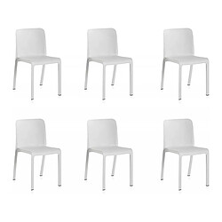 Pegane Lot de 6 chaises de jardin empilables en résine coloris blanc - Longueur 48 x Profondeur 53 x Hauteur 80 cm