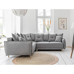 Bestmobilier Lena - canapé d'angle convertible - avec coffre - style scandinave - 5 places - gauche