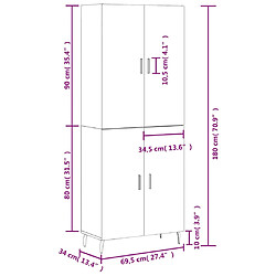 vidaXL Buffet haut Chêne marron 69,5x34x180 cm Bois d'ingénierie pas cher